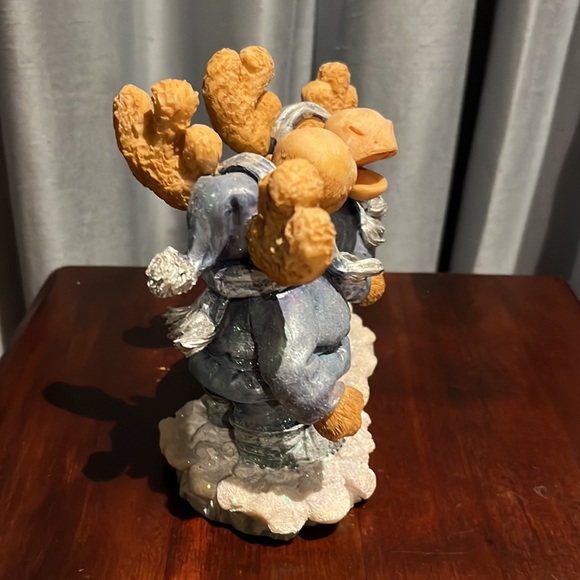 Anthropomorphic MOOSE figurine 2 Moose in sweater coat scarf stocking caps boots - Picture 6 of 10